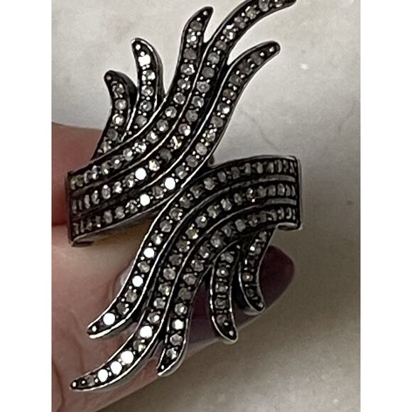 Real Diamond Sterling Silver .925 Ring Size 7 Feather Shape - Picture 6 of 14